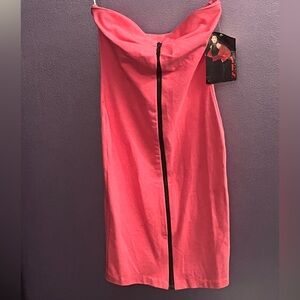 1987 YES Clothing Pink black Zippered tight stretch mini vintage totally 80s NWT